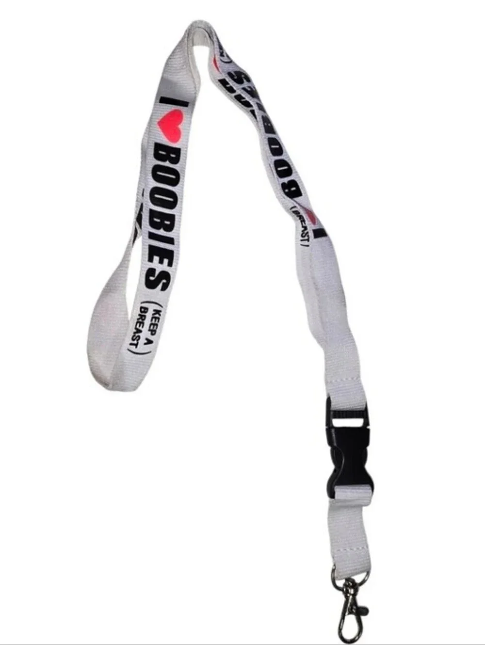 #10 I Heart Boobies Lanyard Key & Card Holder - Black, Red, Gray